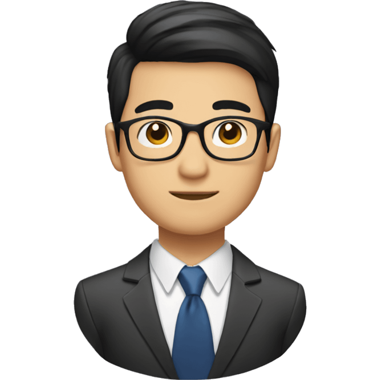 neat black hair chinese guy wearing specs and tie emoji