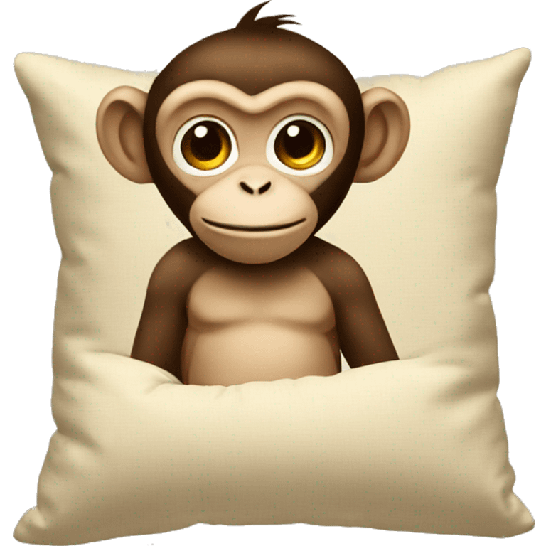Monkey with a beige pillow emoji AI Emoji Generator