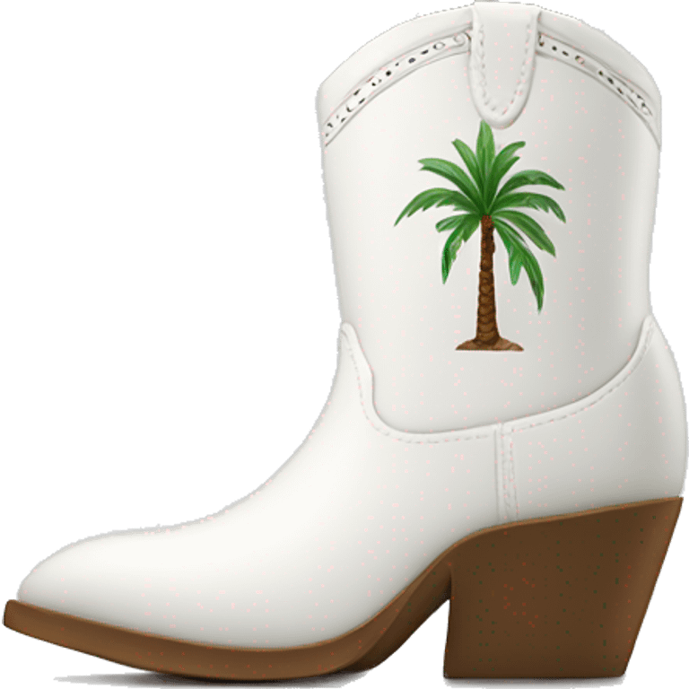 White cowgirl boot vase growing a palm tree  emoji