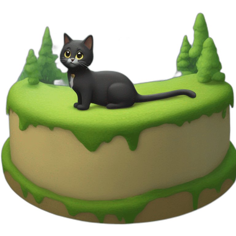 Un chat sur une tortu sur le mont evrestte emoji