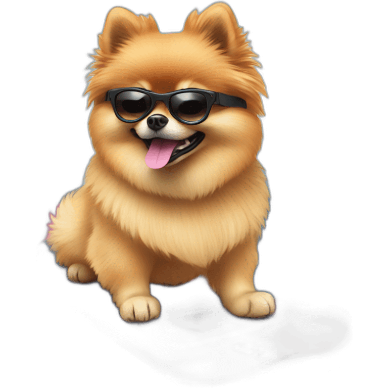 pomeranian on a snowboard emoji