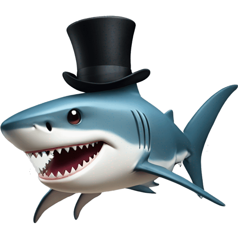 Shark with a top hat emoji