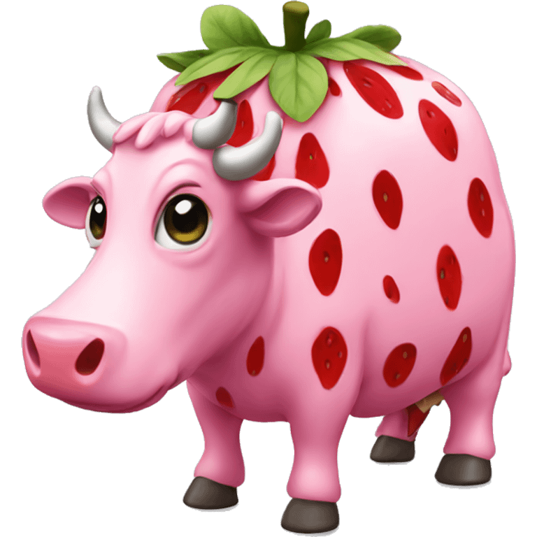 Pink strawberry cow emoji