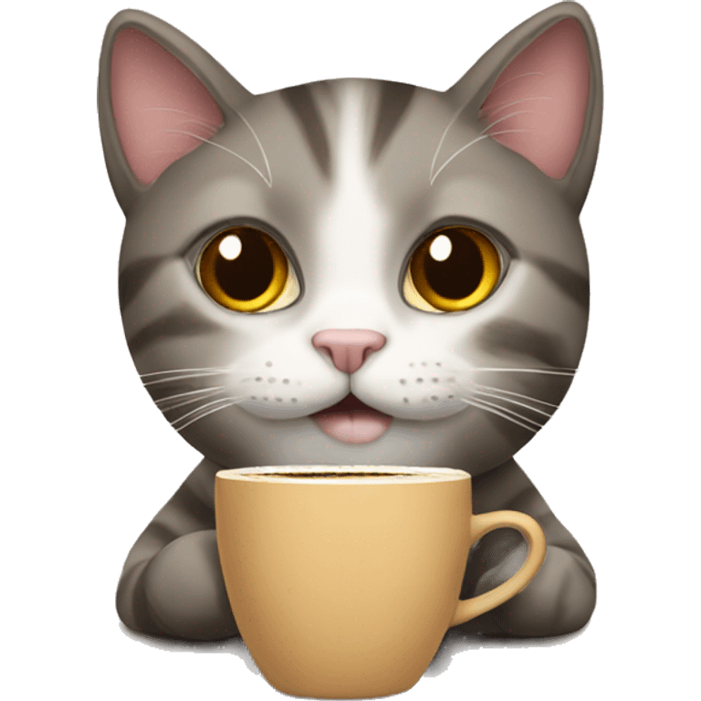 Cat with coffee emoji