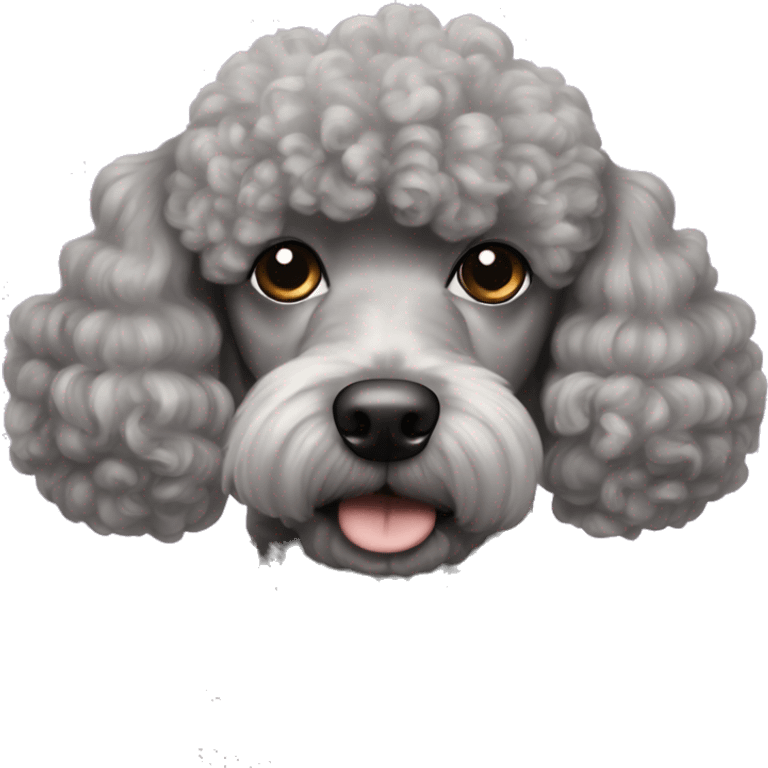 Gray poodle dog with two bows on top of head emoji