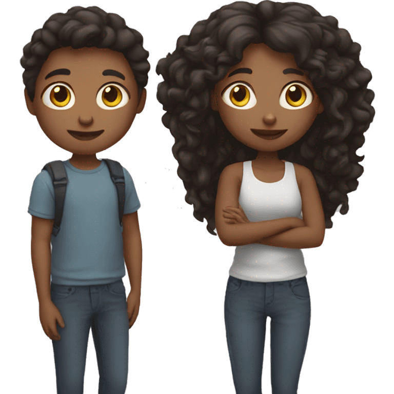 Girl and boy with pose emoji