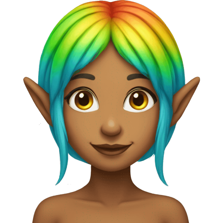 rainbow hair tan elf girl emoji