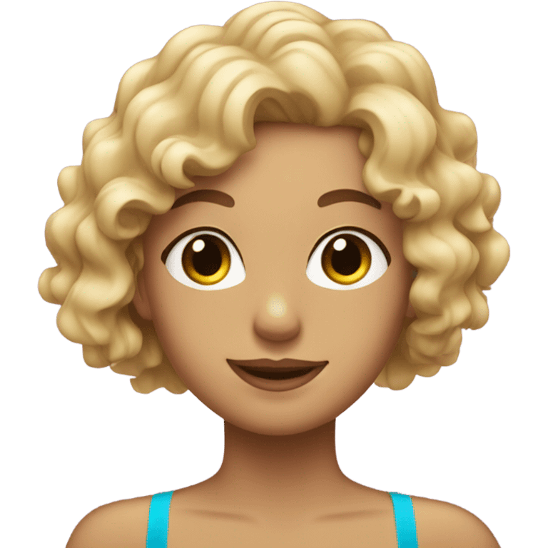 girl with curly blonde hair and a tan in a swimming pool   emoji