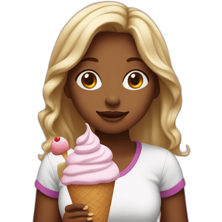 a girl taking ice cream emoji