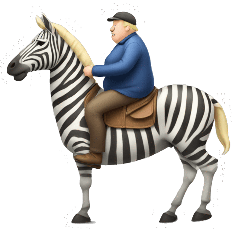 Tired Old obese blonde man riding a zebra emoji