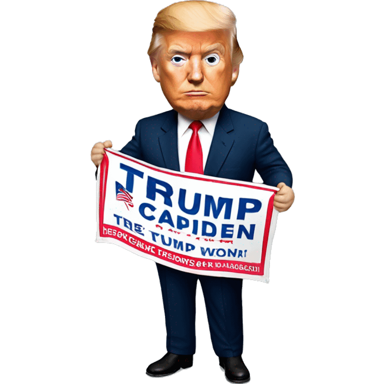 Trump holding campaign poster emoji