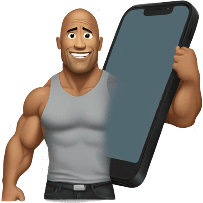 the rock with a mobile phone emoji