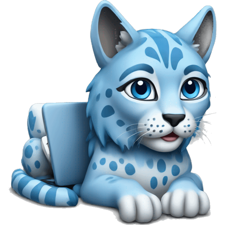 A blue lynx with a laptop emoji