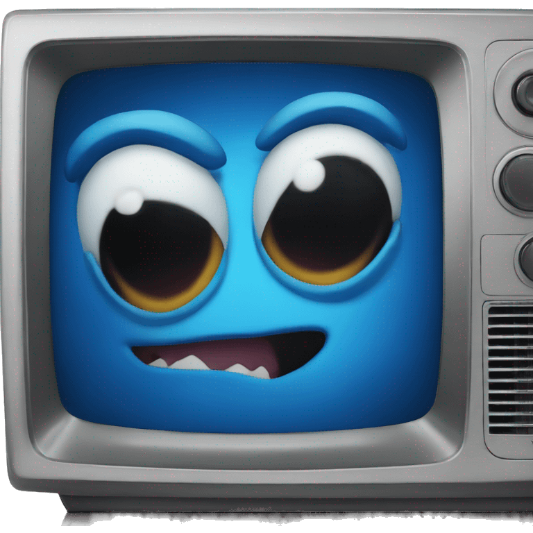 blue monster comes out of the TV set emoji