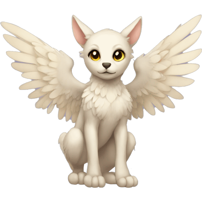 Anthro shy cute winged animal hybrid full body emoji