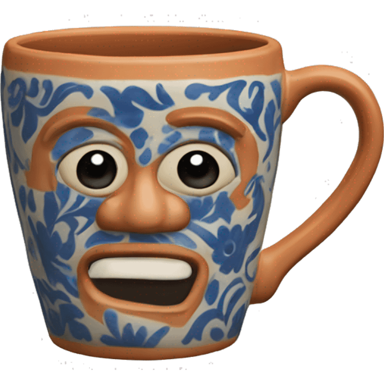 Realistic clay talavera mug isolated.  emoji