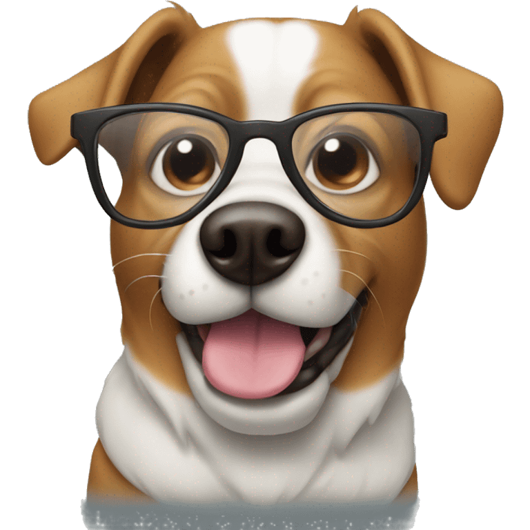 Dog wearing glasses emoji