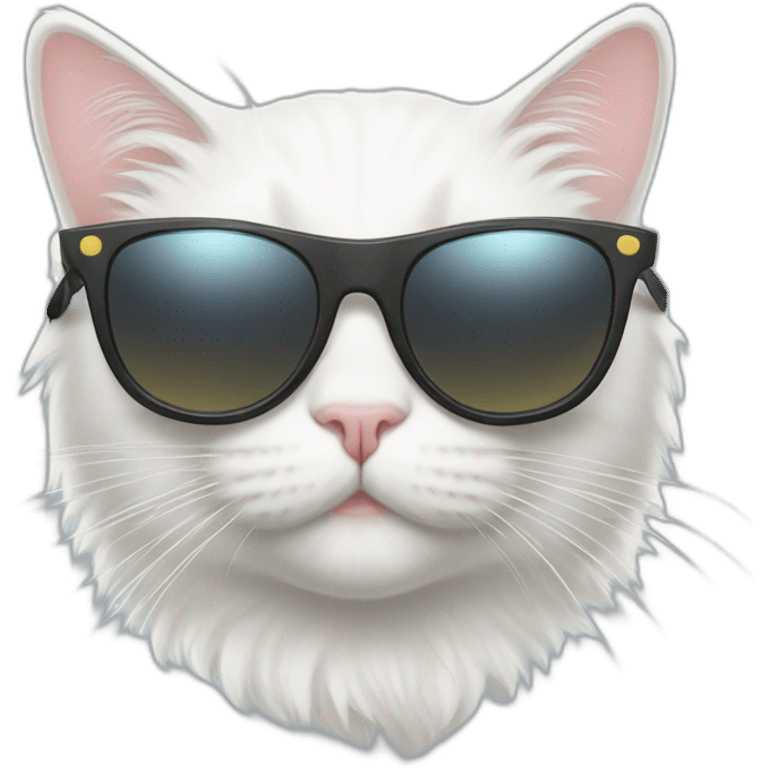 White cat with sunglass emoji