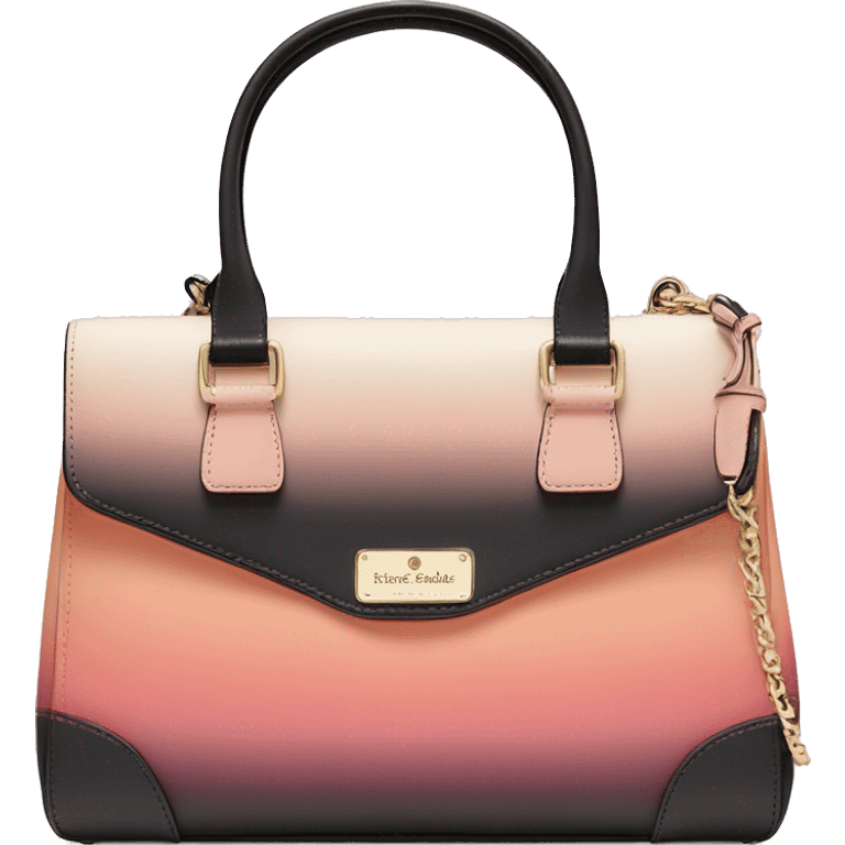 Hyper Realistic isolated peach,pink,cream and black ombre kate spade satchel purse.  emoji