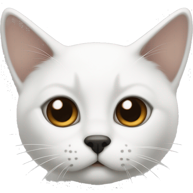 White cat with brown dot, a black nose and black ears emoji