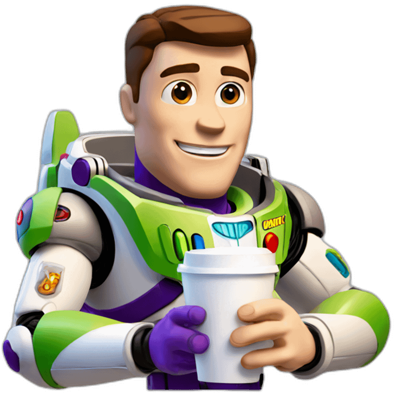 Coffee with Buzz Lightyear emoji