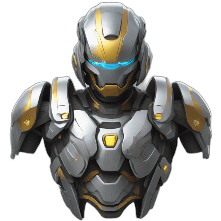 futuristic armored Omega Energy breastplate radiating omega energy emoji