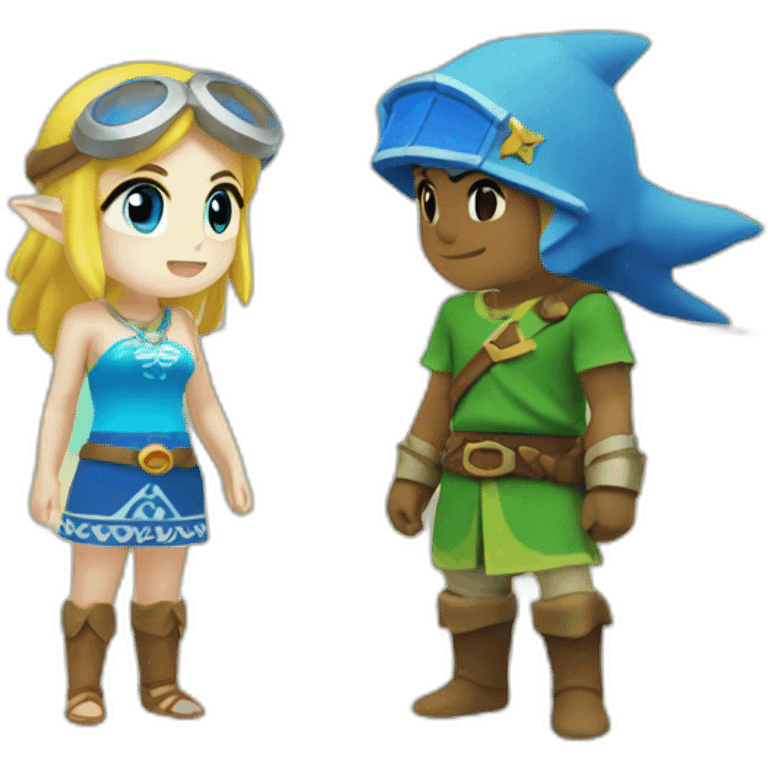 Zelda and link at the beach emoji