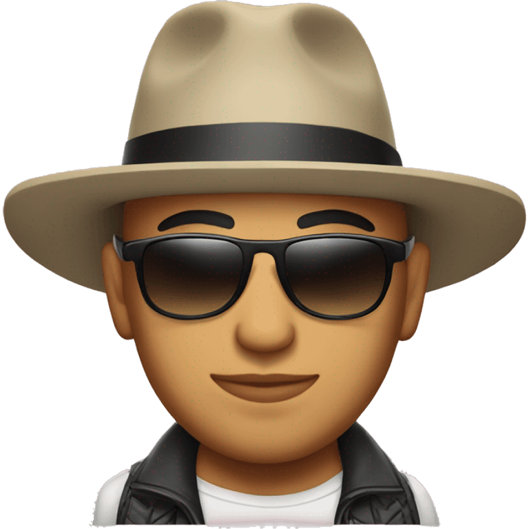 Bald Mexican young man with a hat and sunglasses looking cool emoji