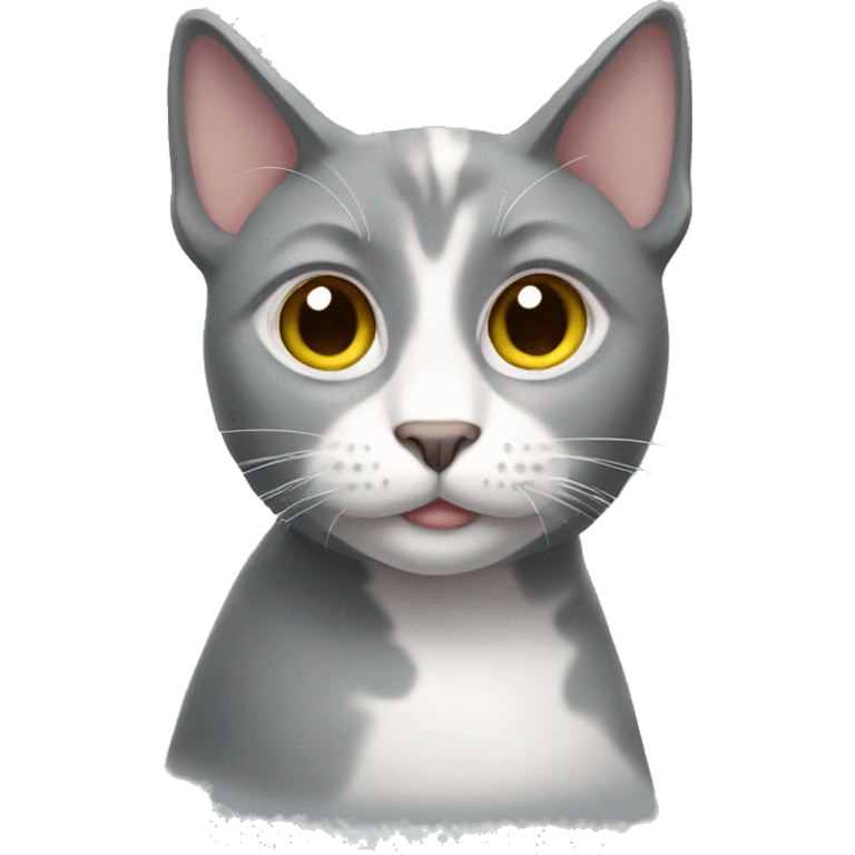 Grey cat with white breast  emoji