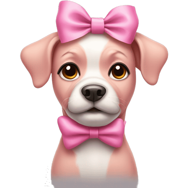 Pink dog with cute bow on head emoji