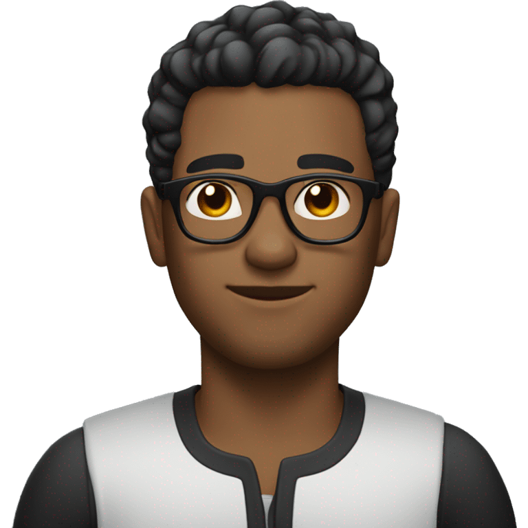 man with black taper fade hair, no FACIAL HAIR and glasses emoji