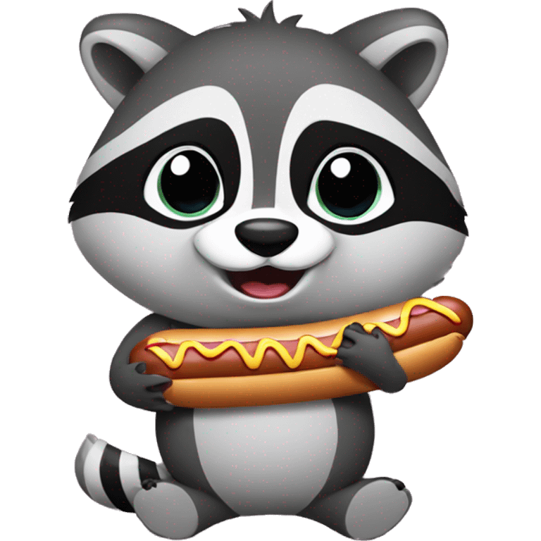 raccoon holding a hot dog emoji