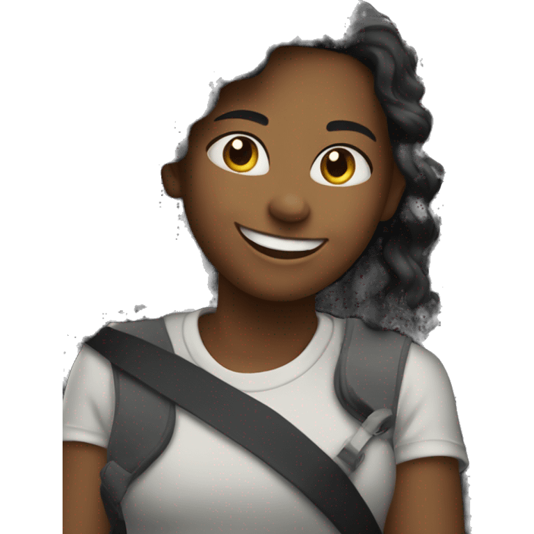 smiling girl in car interior emoji