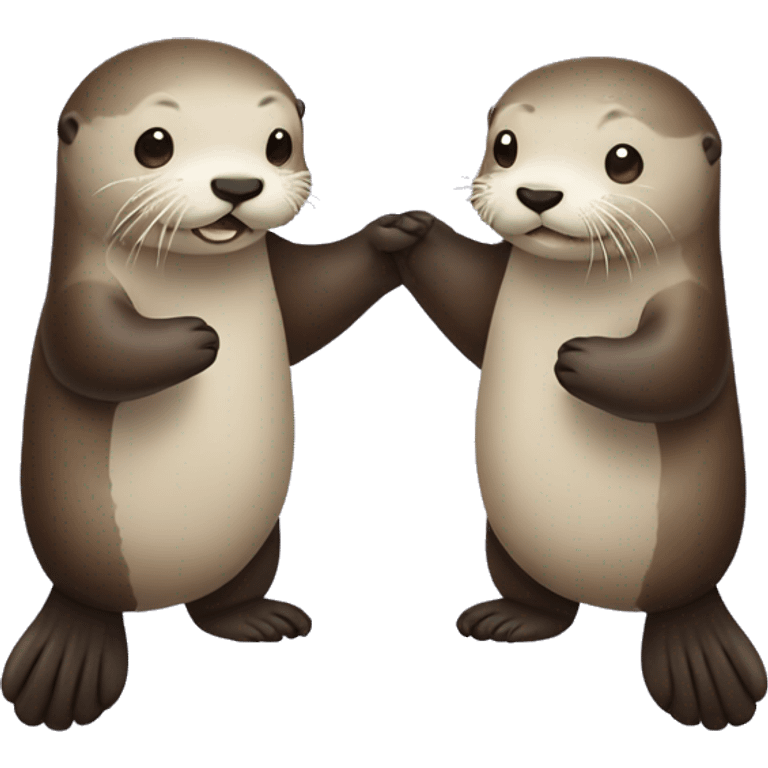 two sea otters holding hands emoji