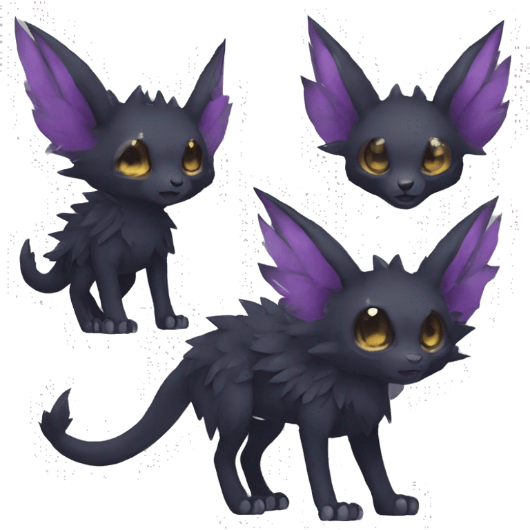 Kawaii edgy fantasy dark-themed animal hybrid Fakemon full body emoji