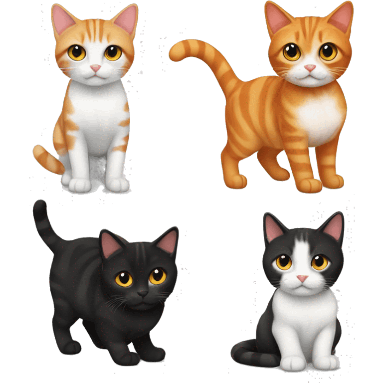 orange tabby and black calico cat mostly white emoji