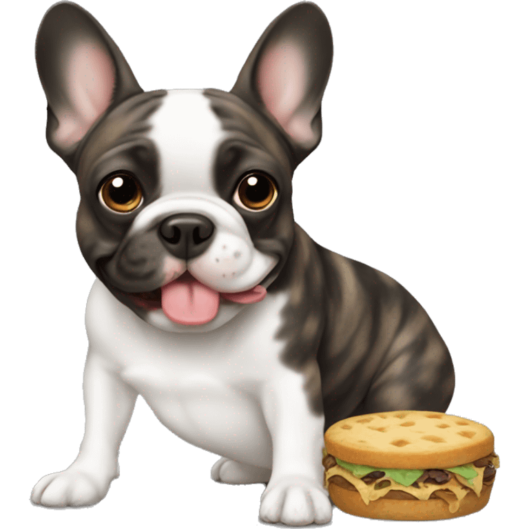 Brindle frenchie eating emoji