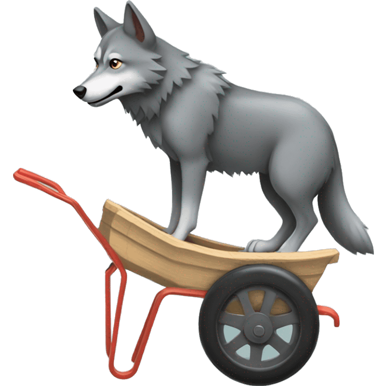 wolf on wheelbarrow  emoji