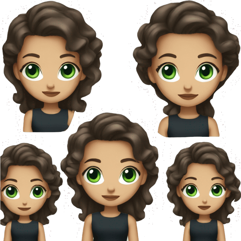 Girl with black dress and mocha hair and blue-green eyes emoji