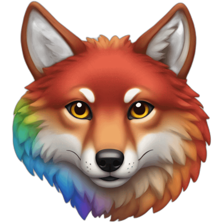 Red wolf with rainbow emoji