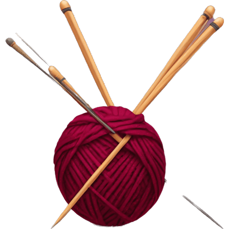 burgundy ball of thread with knitting needles emoji