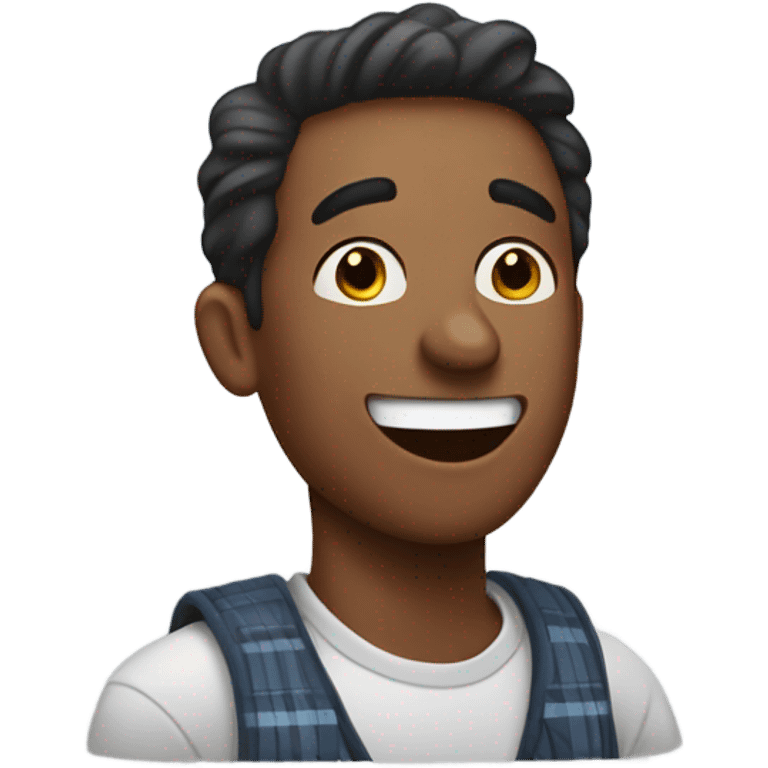 A brown guy having air in his checks about to laugh emoji