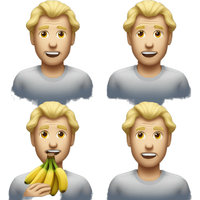 men with a big fore head and blond hair and eats bananas emoji