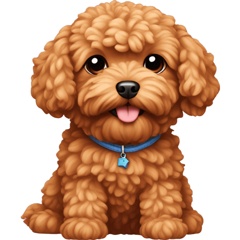 Red maltipoo with toy emoji