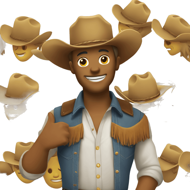 Happy smile emoji with cowboy hat emoji