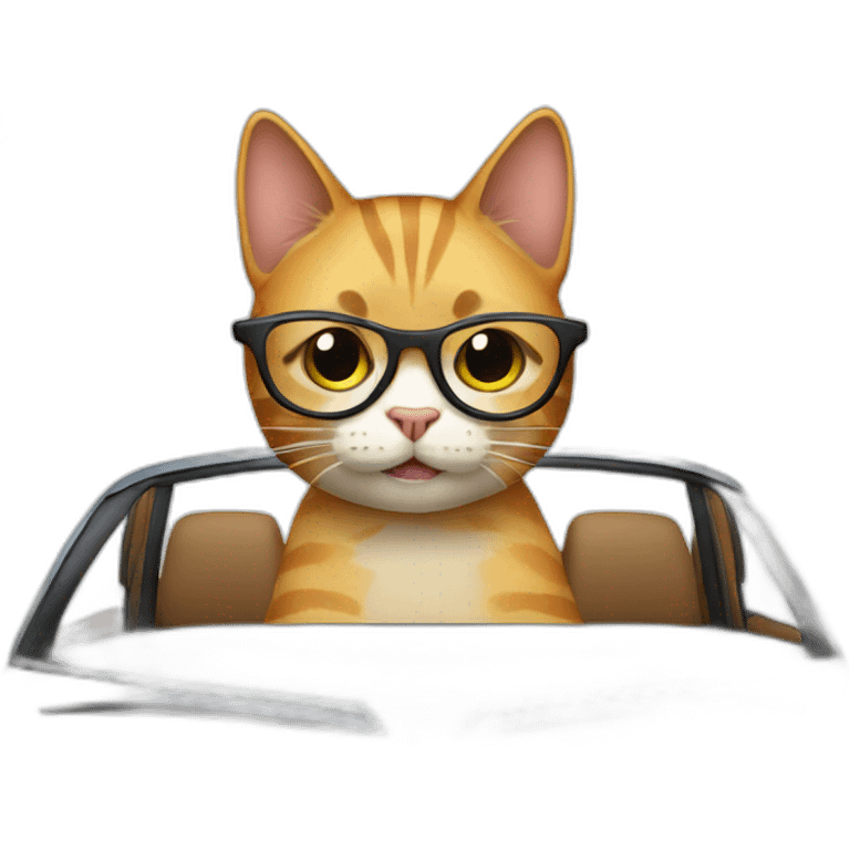 cat in car with glasses emoji