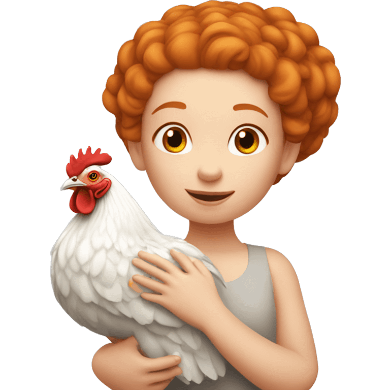 Ginger girl with a brahma hen emoji