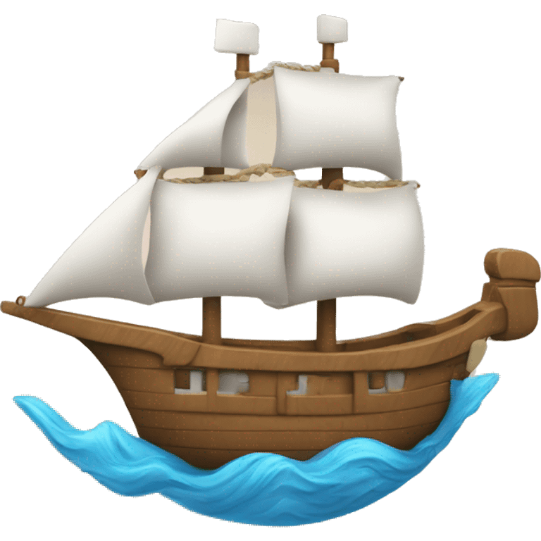 a playful ship surrounded with coding elements. emoji