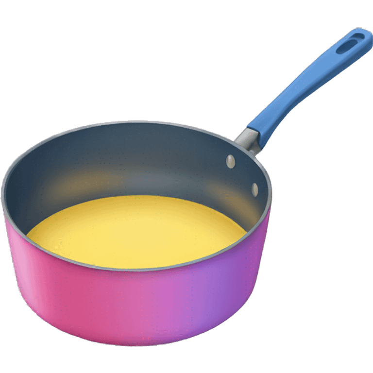 blue, yellow, and pink frying pan emoji