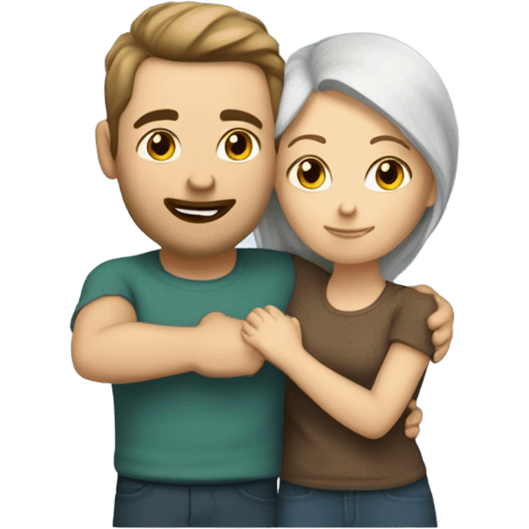 brunegtte caucasian couple hugging  emoji